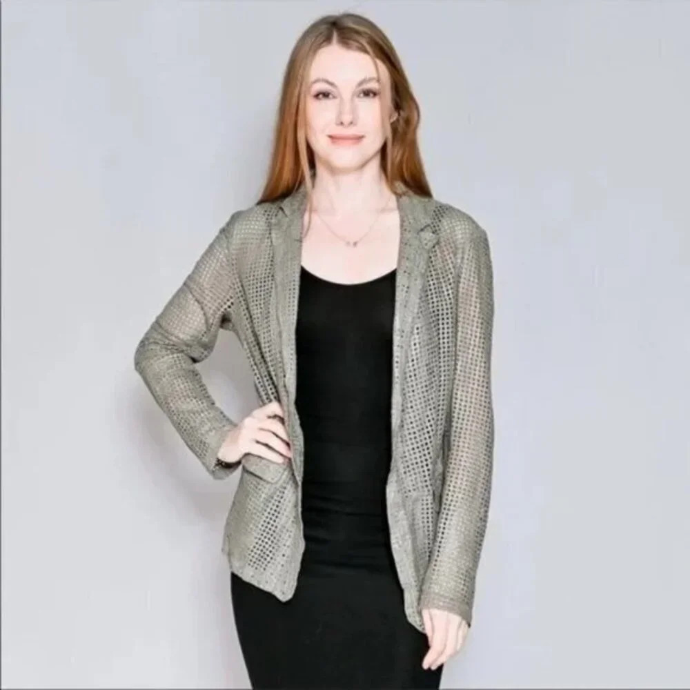 Bano eeMee Perforated Leather Jacket Blazer 6